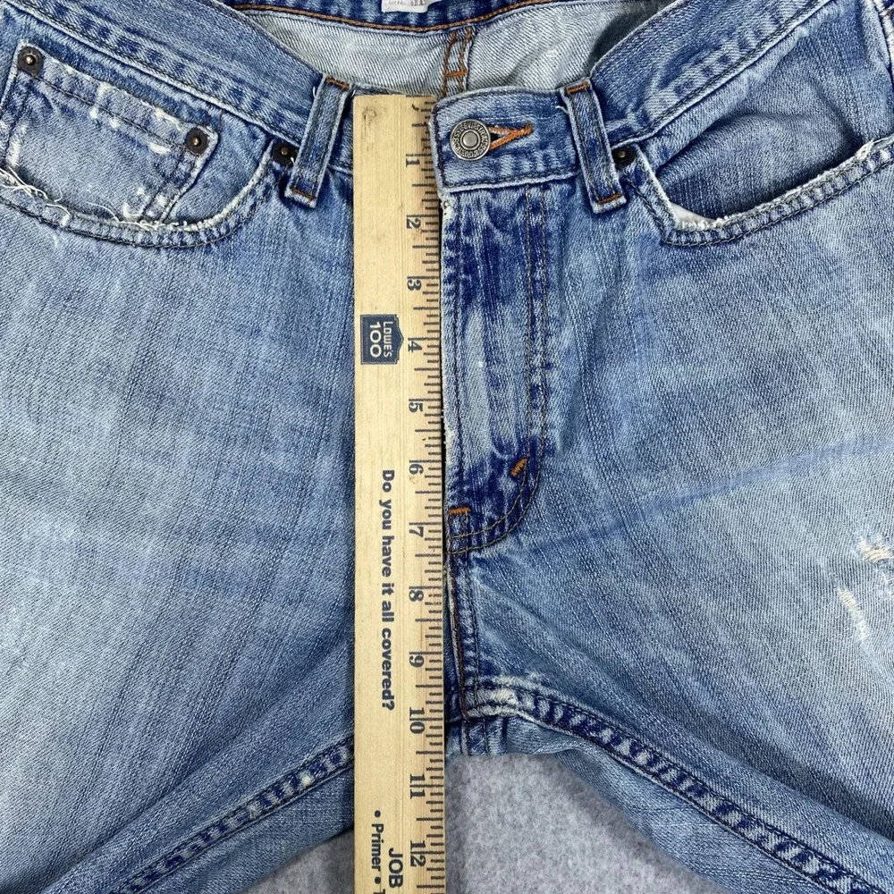 Vintage Levi's 514 Slim Straight Jeans Men 32x30 Blue Distressed Destroyed Denim